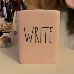 Pink Rae dunn pen pencil holder